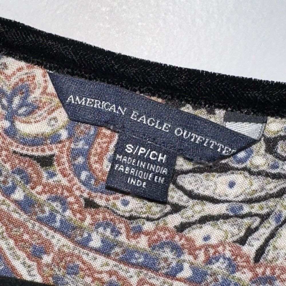 American Eagle Women’s Keyhole Fit And Flare Dress Paisley Print Whimsigoth SZ S - Picture 4 of 5